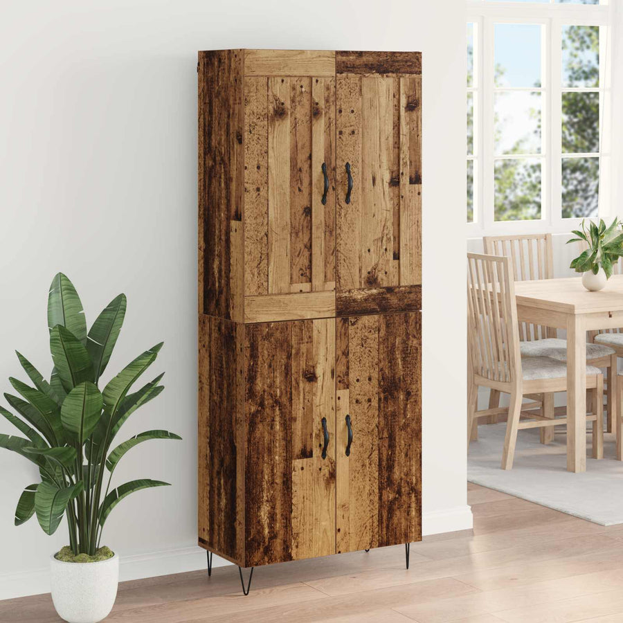 Hoge kast Oud Hout 69,5 x 34 x 180 cm Bewerkt hout