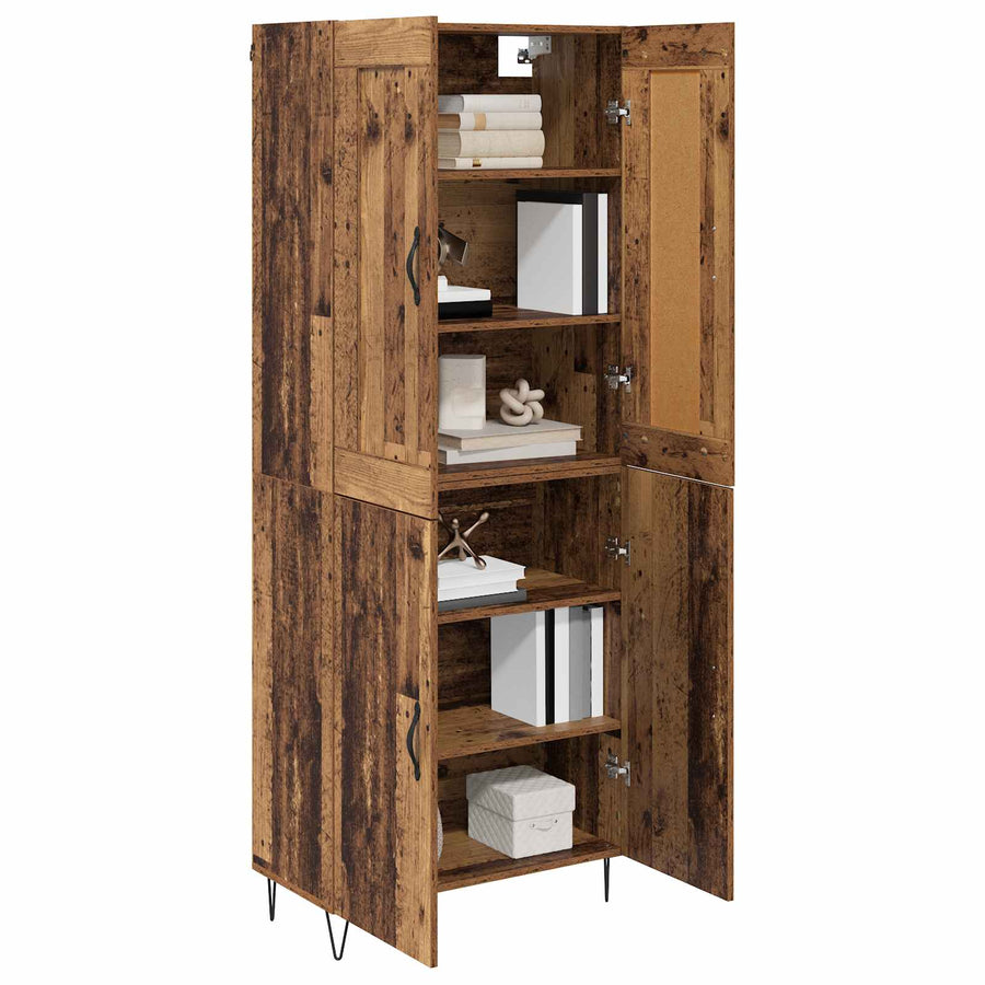 Hoge kast Oud Hout 69,5 x 34 x 180 cm Bewerkt hout