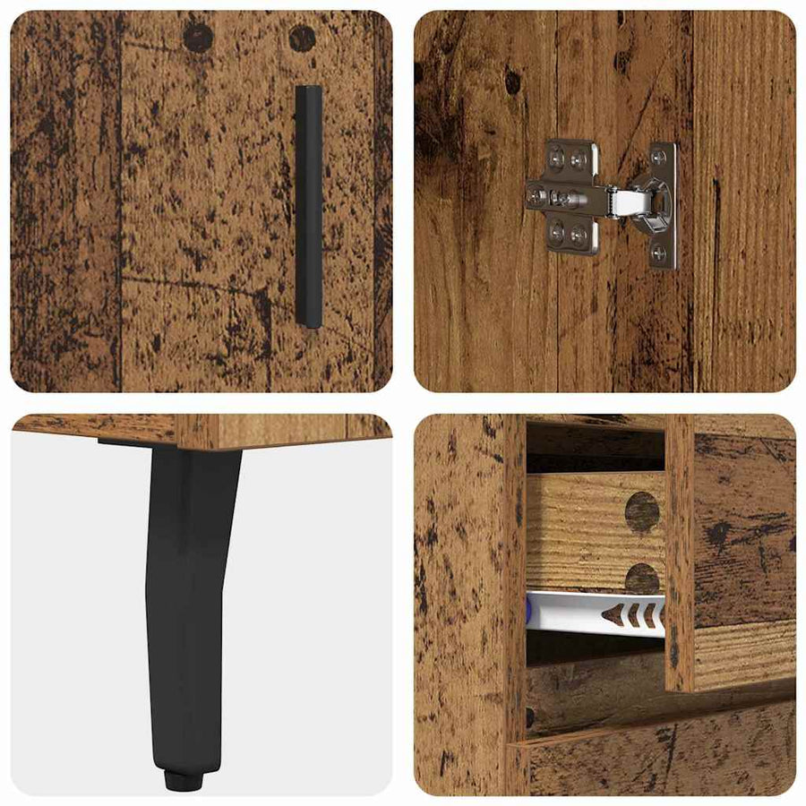 Hoge kast Oud Hout 69,5 x 34 x 180 cm Geengineerd Hout en Glas