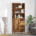 Tall Cabinet Old Wood 69.5 x 34 x 180 cm Engineered Wood and Glass