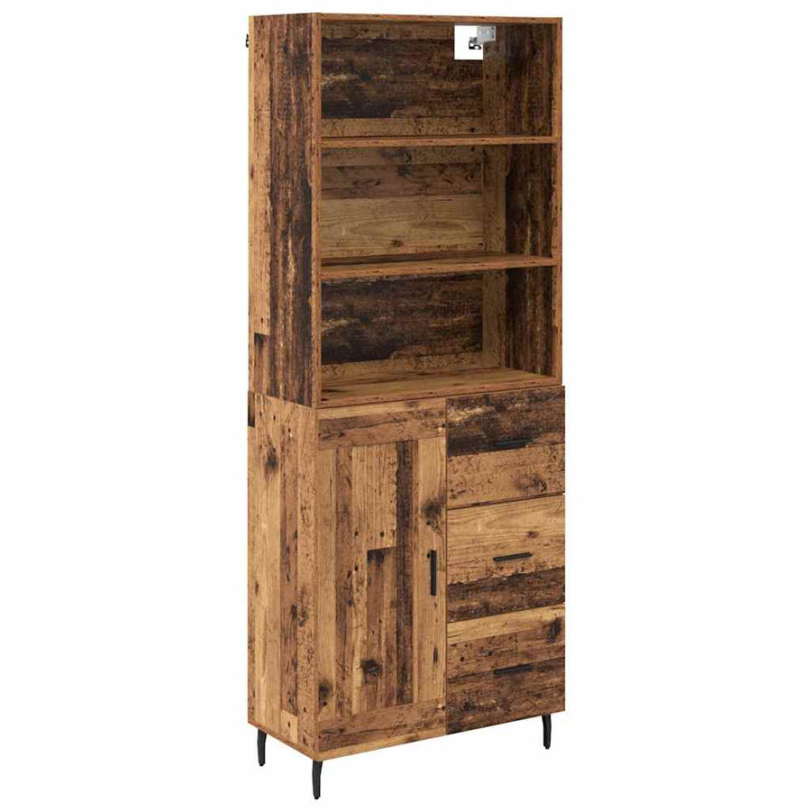Hoge kast Oud Hout 69,5 x 34 x 180 cm Geengineerd Hout en Glas