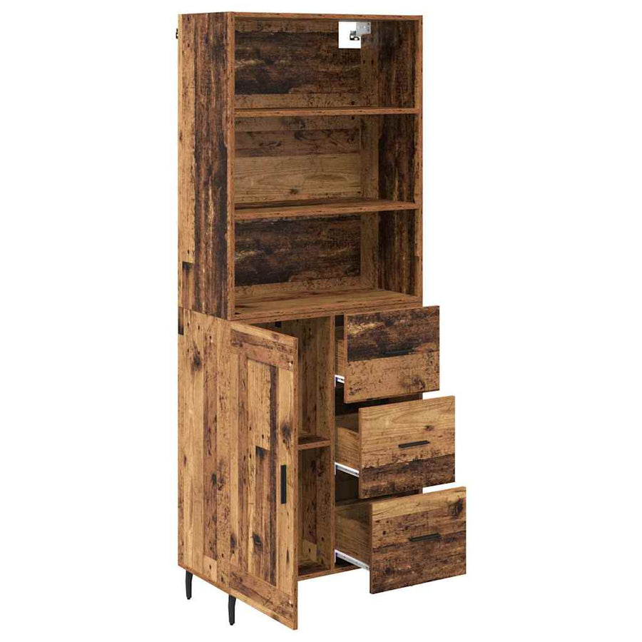 Hoge kast Oud Hout 69,5 x 34 x 180 cm Geengineerd Hout en Glas