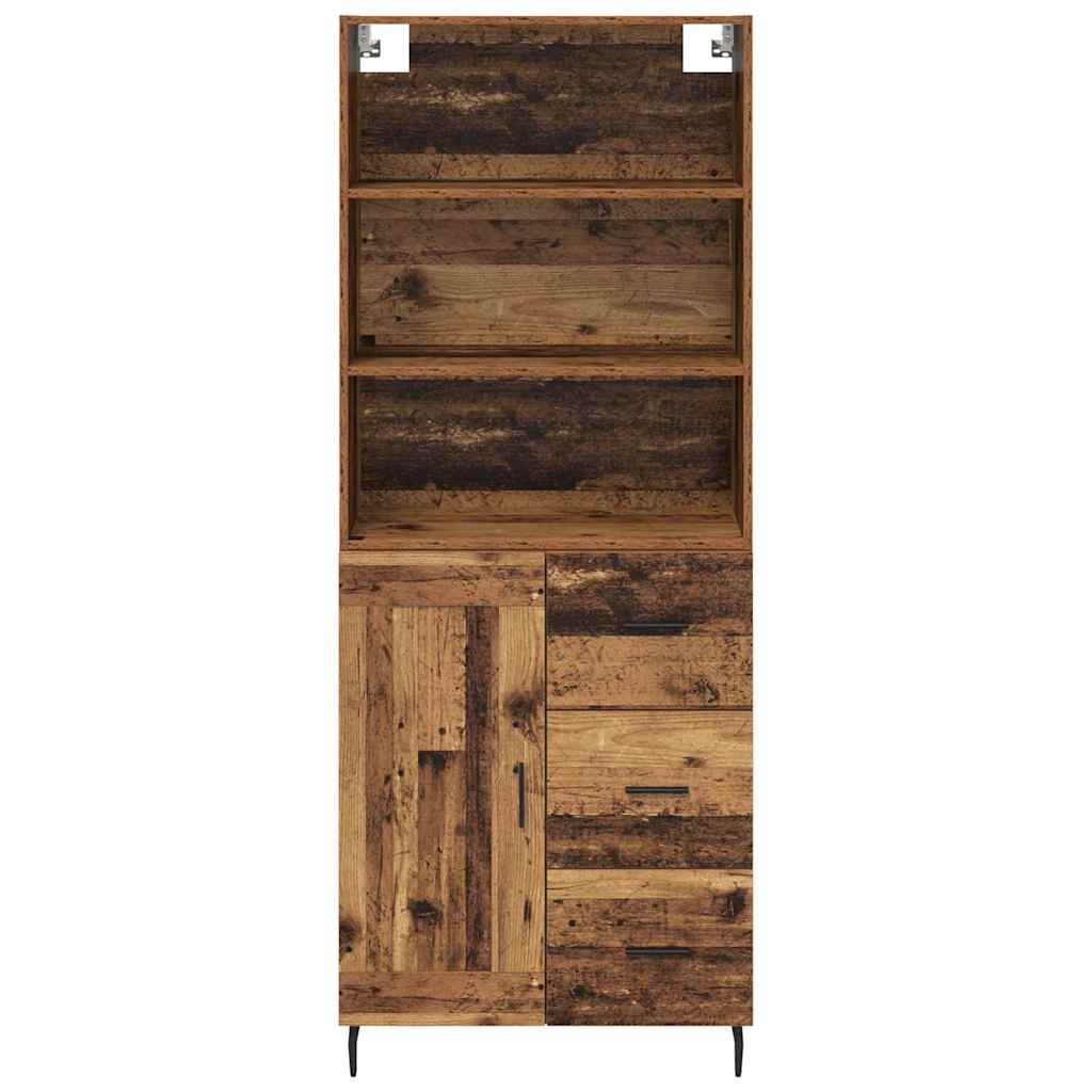 Hoge kast Oud Hout 69,5 x 34 x 180 cm Geengineerd Hout en Glas