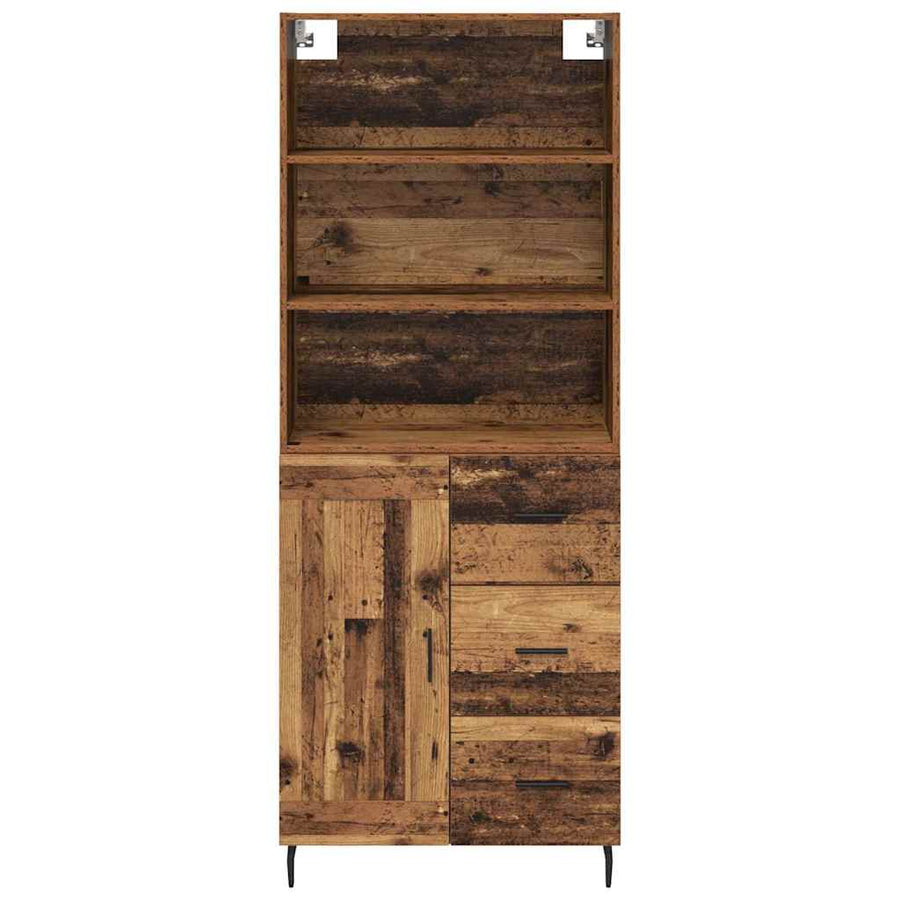 Hoge kast Oud Hout 69,5 x 34 x 180 cm Geengineerd Hout en Glas
