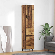 Highboard met lade Oud Hout 34,5 x 34 x 180 cm Bewerkt hout
