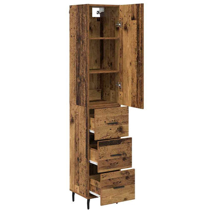 Highboard met lade Oud Hout 34,5 x 34 x 180 cm Bewerkt hout