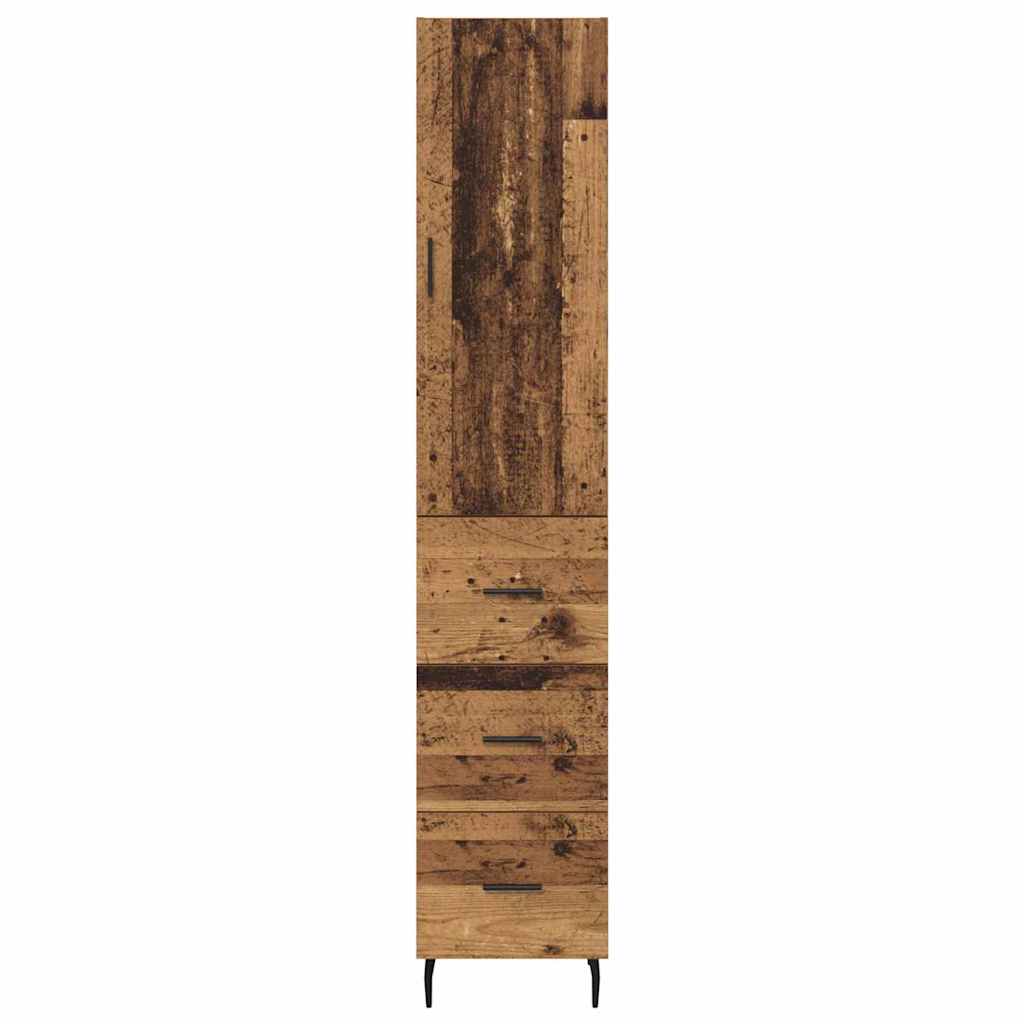 Highboard met lade Oud Hout 34,5 x 34 x 180 cm Bewerkt hout