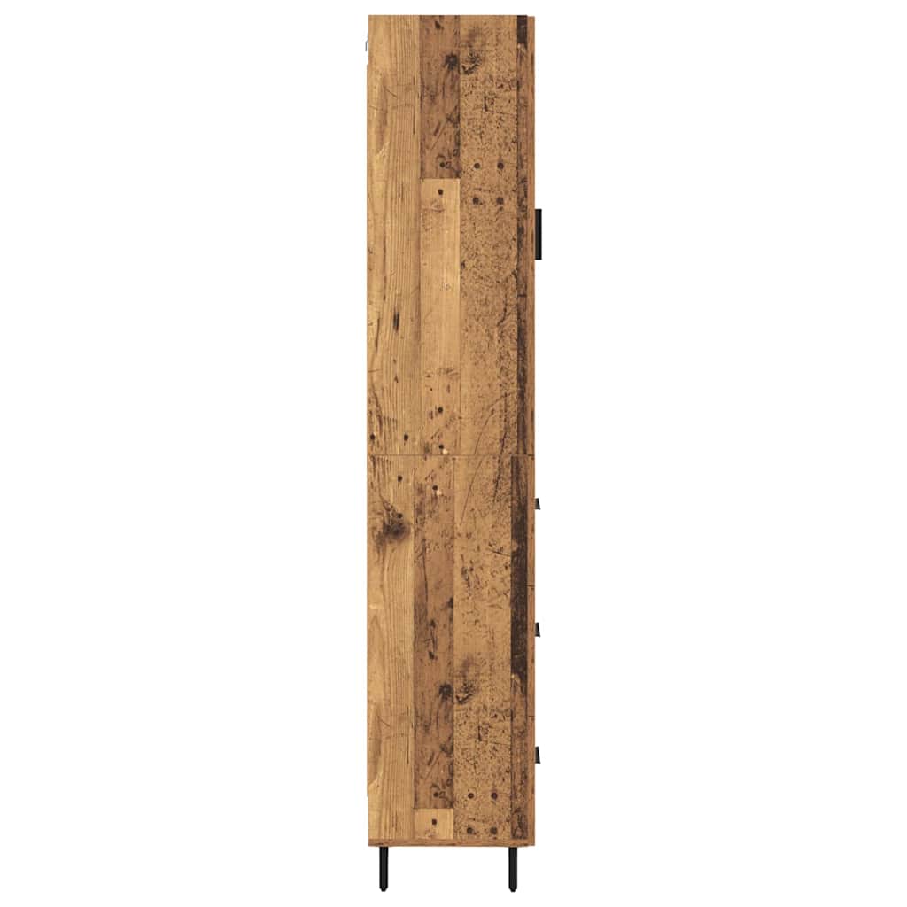 Highboard met lade Oud Hout 34,5 x 34 x 180 cm Bewerkt hout
