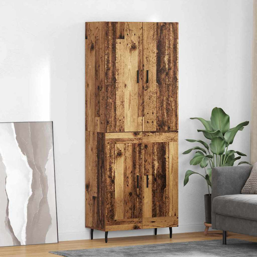 Hoge kast Oud Hout 69,5 x 34 x 180 cm Geengineerd Hout en Glas