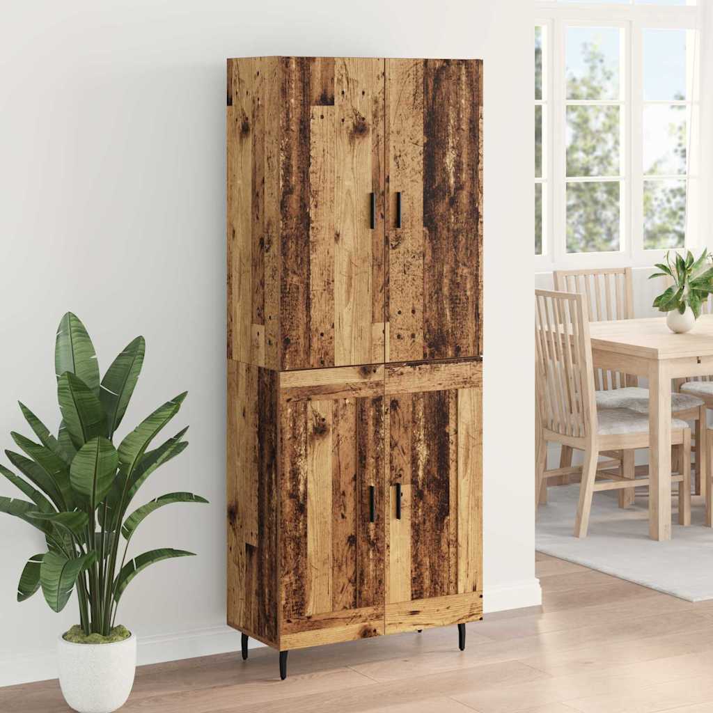 Hoge kast Oud Hout 69,5 x 34 x 180 cm Geengineerd Hout en Glas