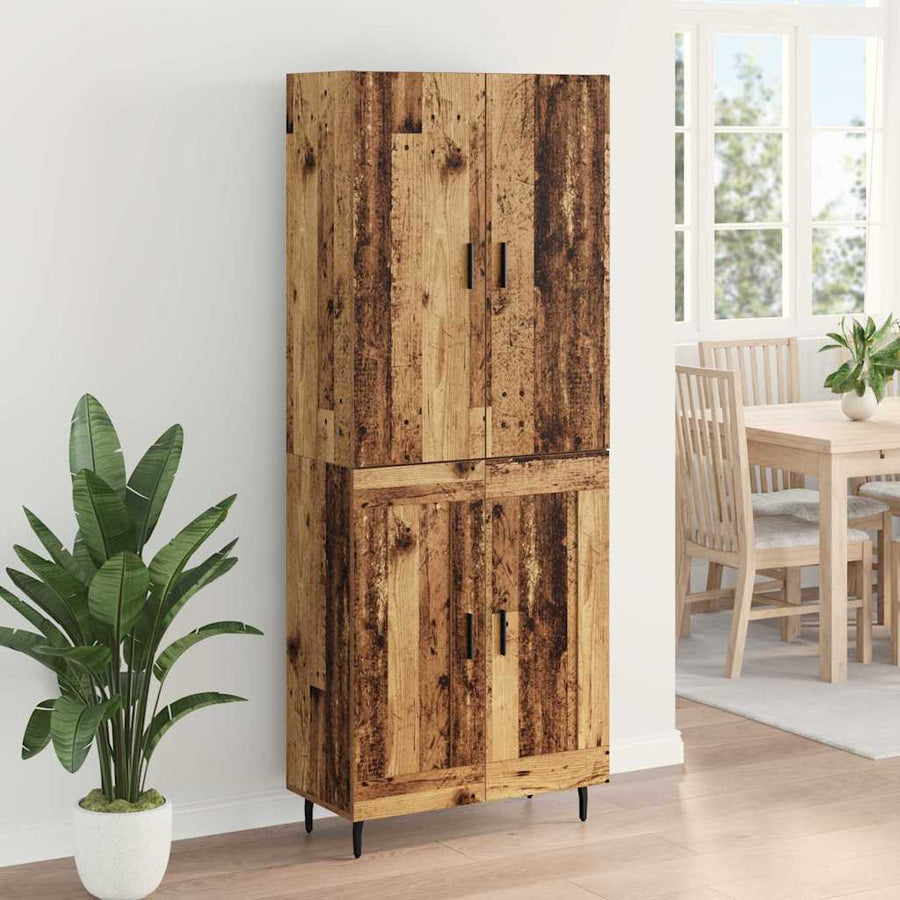 Hoge kast Oud Hout 69,5 x 34 x 180 cm Geengineerd Hout en Glas