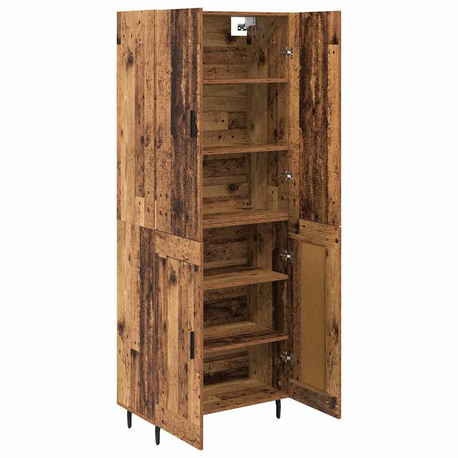 Hoge kast Oud Hout 69,5 x 34 x 180 cm Geengineerd Hout en Glas
