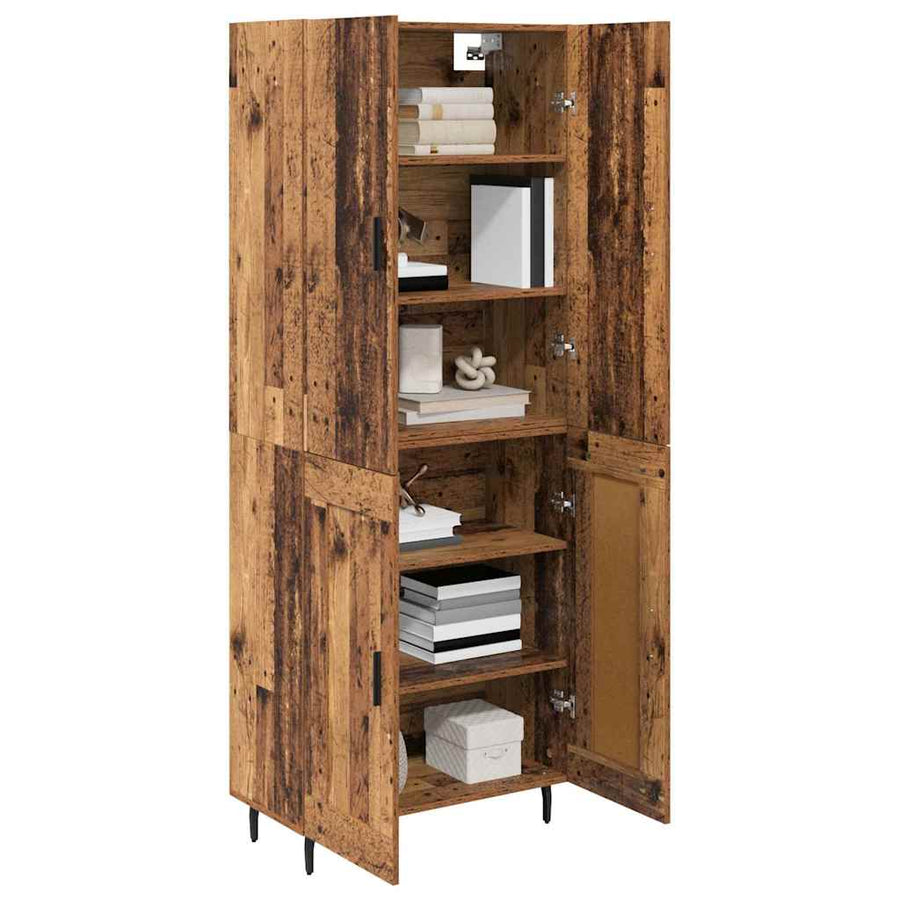 Hoge kast Oud Hout 69,5 x 34 x 180 cm Geengineerd Hout en Glas