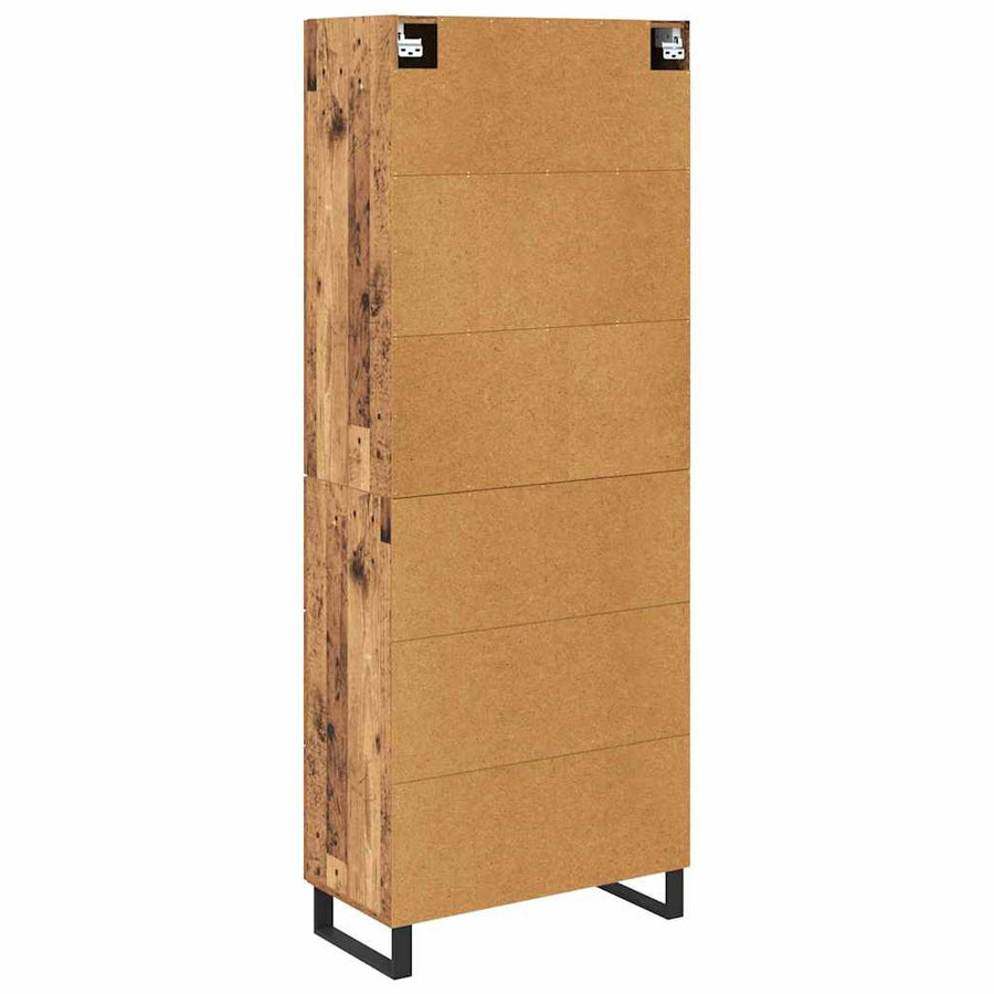 Hoge kast met lade 2 pcs Oud Hout Geengineerd Hout en Glas