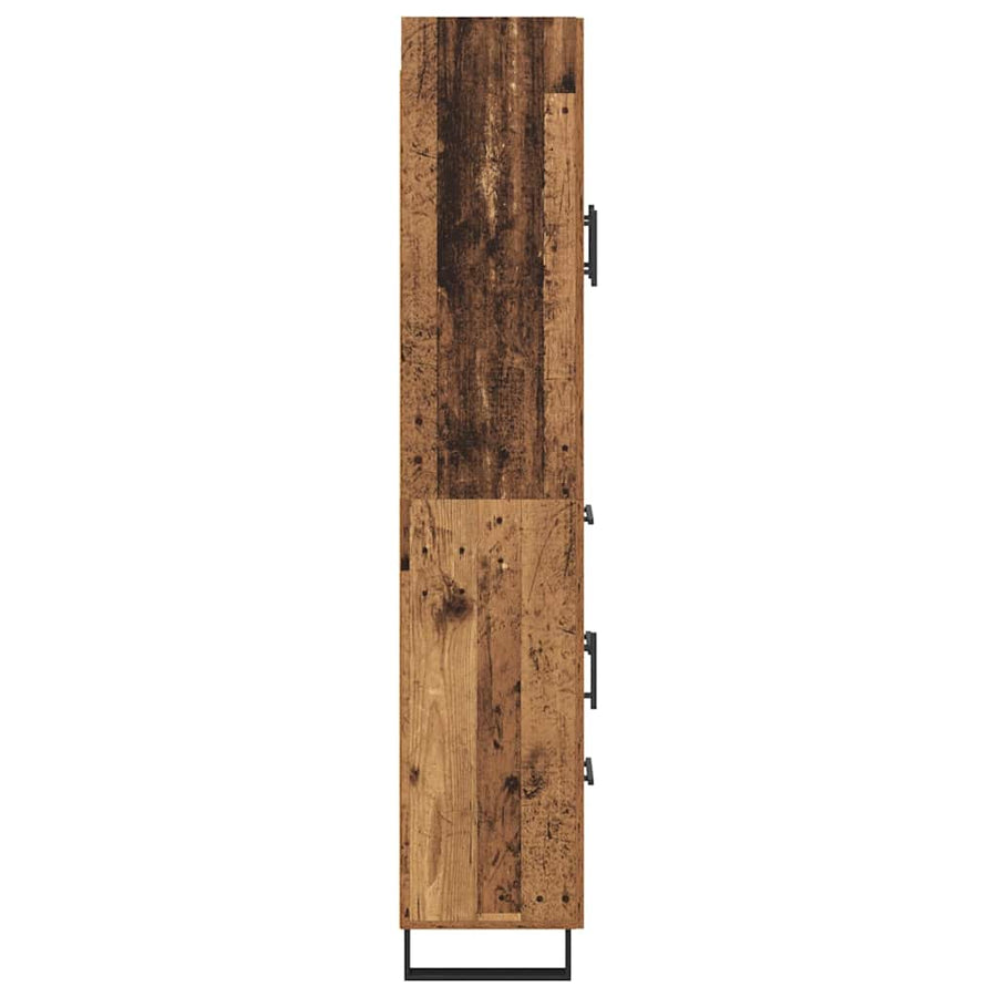 Hoge kast met lade 2 pcs Oud Hout Geengineerd Hout en Glas