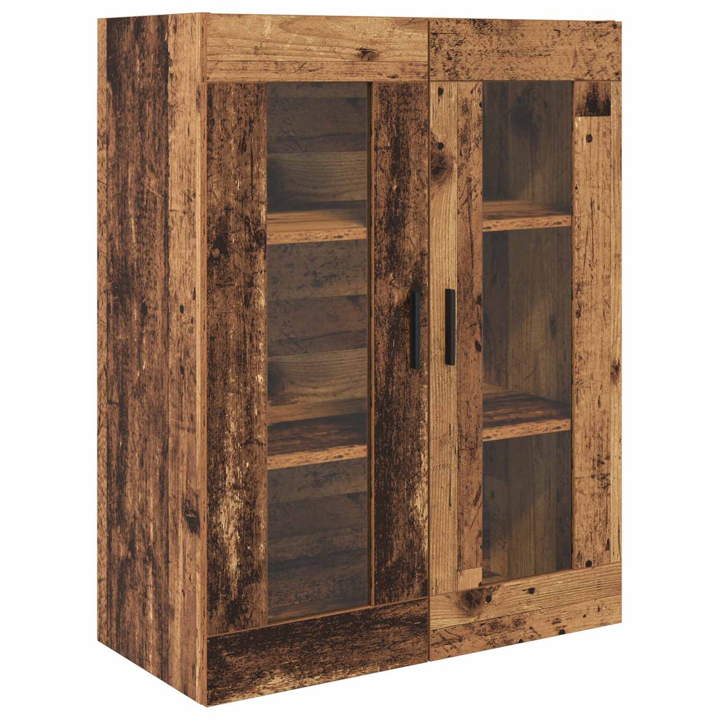 Hoge kast met lade 2 pcs Oud Hout Geengineerd Hout en Glas