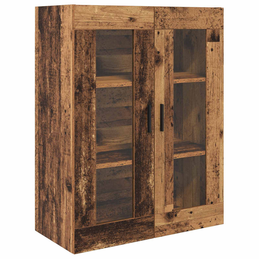 Hoge kast met lade 2 pcs Oud Hout Geengineerd Hout en Glas