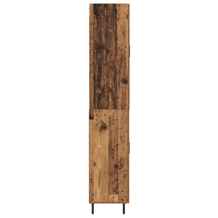 Hoge kast met lade 2 pcs Oud Hout Geengineerd Hout en Glas