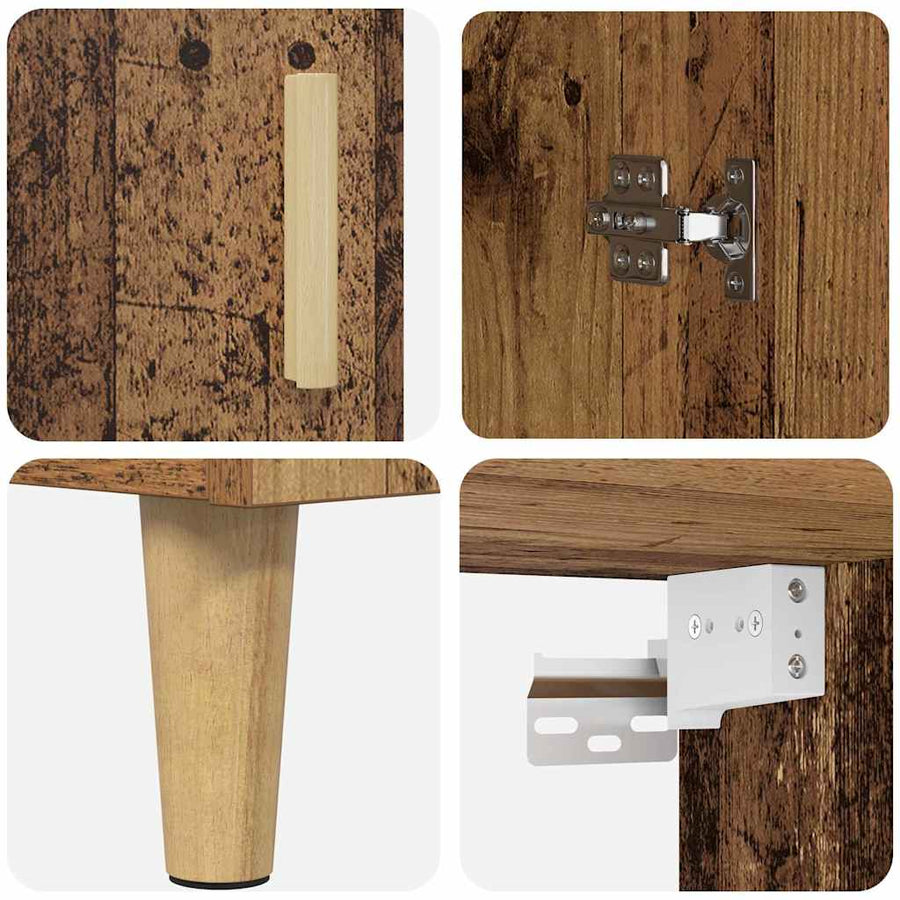 Hoge kast Oud Hout 69,5 x 34 x 180 cm Geengineerd Hout en Glas