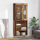 Tall Cabinet Old Wood 69.5 x 34 x 180 cm Engineered Wood and Glass