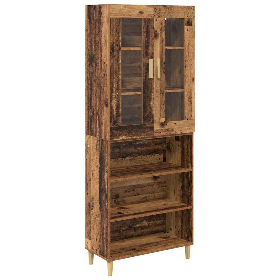 Hoge kast Oud Hout 69,5 x 34 x 180 cm Geengineerd Hout en Glas