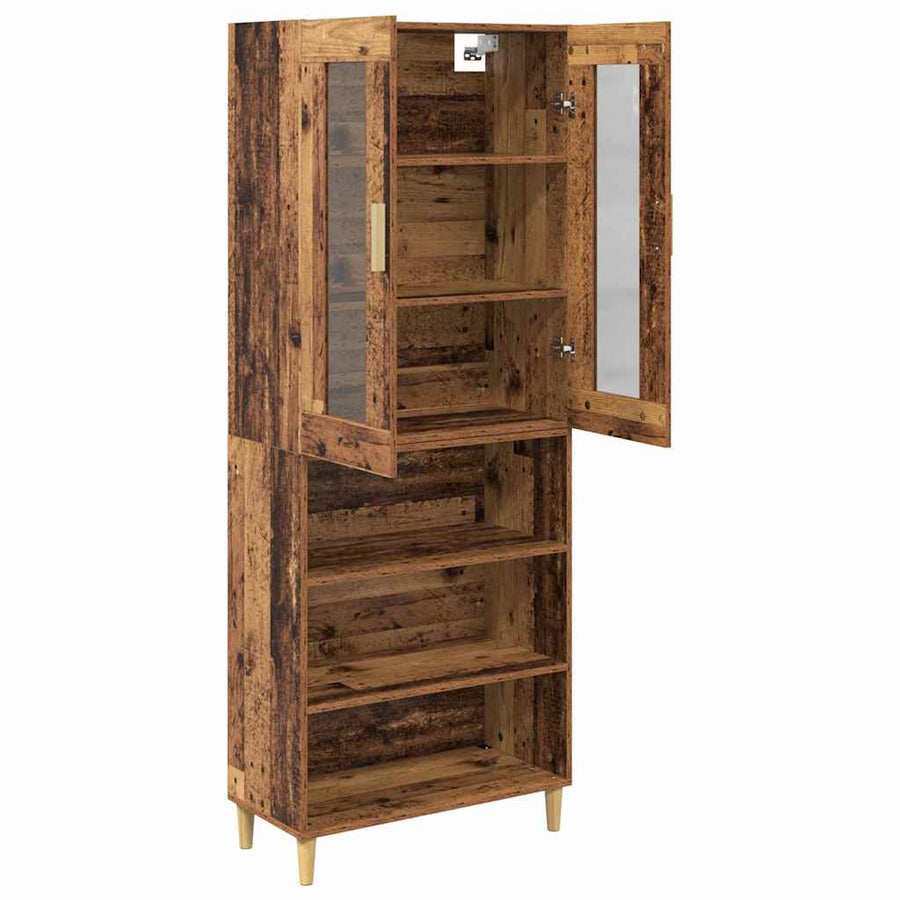 Hoge kast Oud Hout 69,5 x 34 x 180 cm Geengineerd Hout en Glas