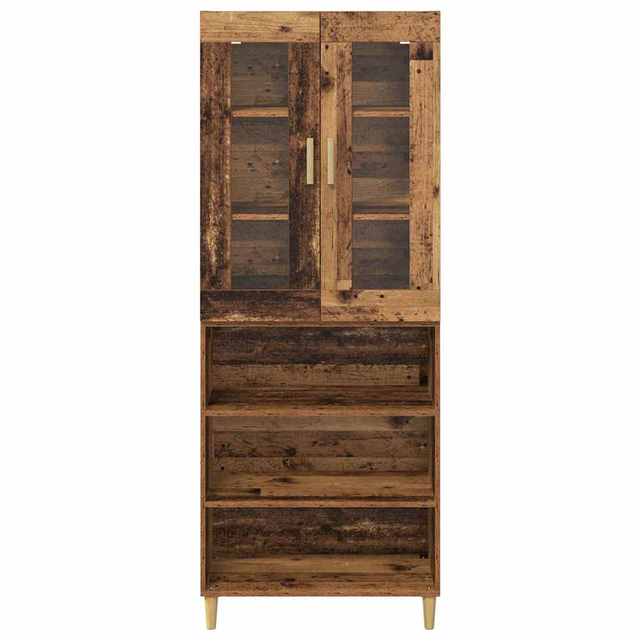 Hoge kast Oud Hout 69,5 x 34 x 180 cm Geengineerd Hout en Glas