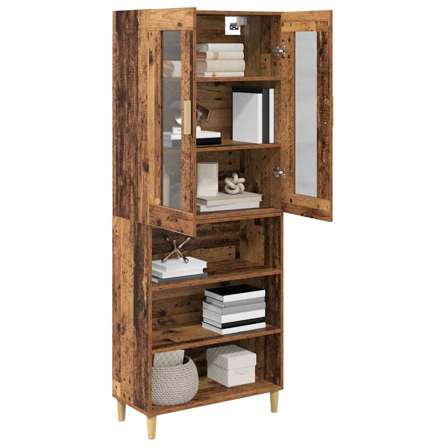 Hoge kast Oud Hout 69,5 x 34 x 180 cm Geengineerd Hout en Glas
