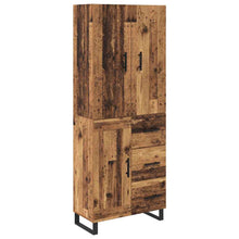Hoge kast met lade 2 pcs Oud Hout Geengineerd Hout en Glas