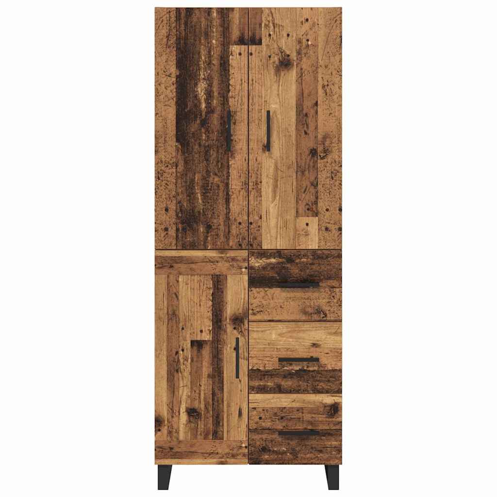 Hoge kast met lade 2 pcs Oud Hout Geengineerd Hout en Glas