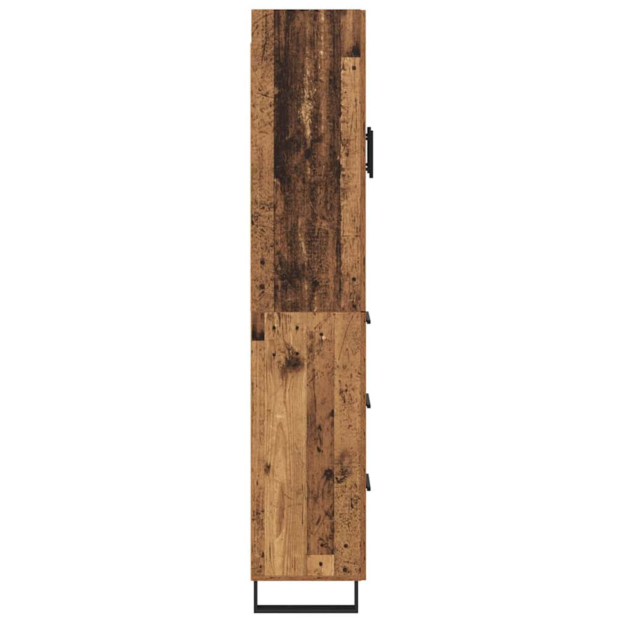 Hoge kast met lade 2 pcs Oud Hout Geengineerd Hout en Glas
