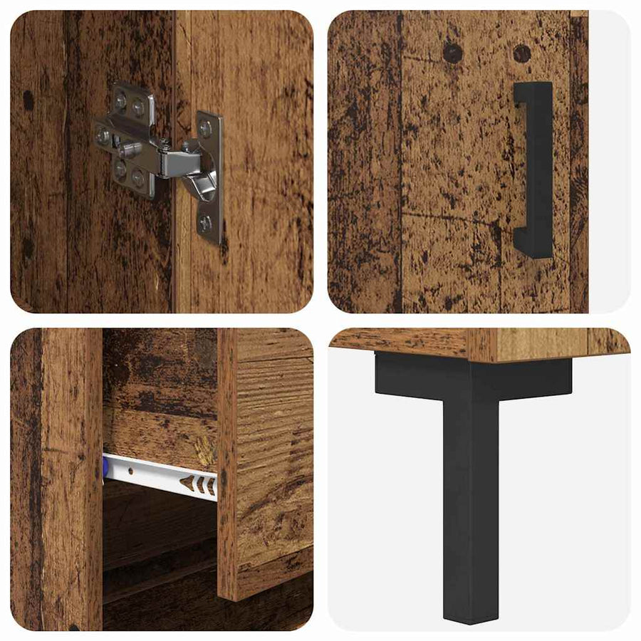 Hoge kast 2 pcs Oudhout 69,5 x 34 x 180 cm Bewerkt hout