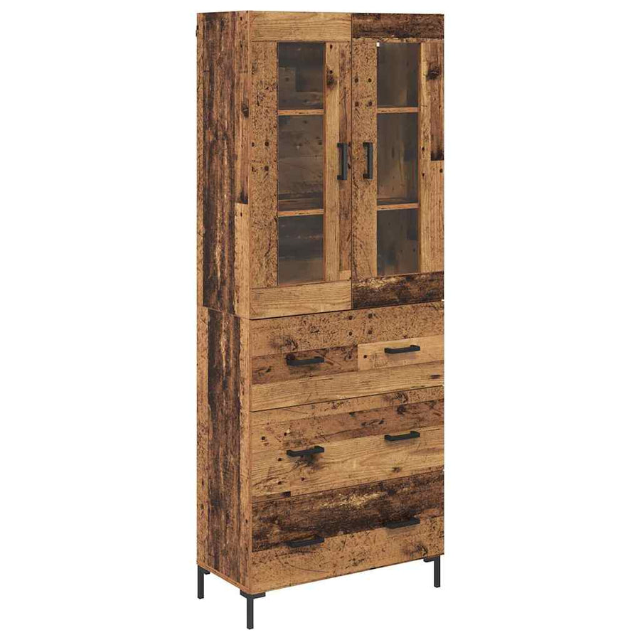 Hoge kast 2 pcs Oudhout 69,5 x 34 x 180 cm Bewerkt hout