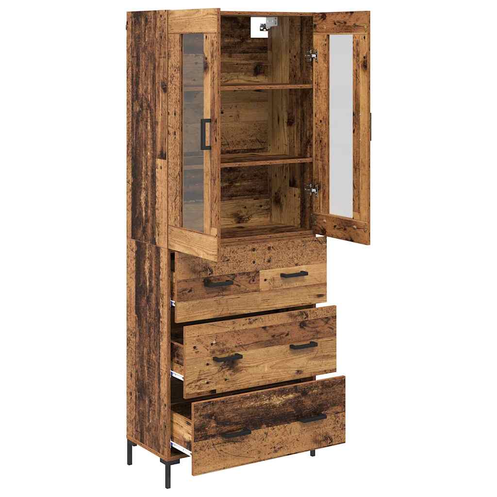 Hoge kast 2 pcs Oudhout 69,5 x 34 x 180 cm Bewerkt hout