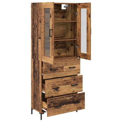 Hoge kast 2 pcs Oudhout 69,5 x 34 x 180 cm Bewerkt hout