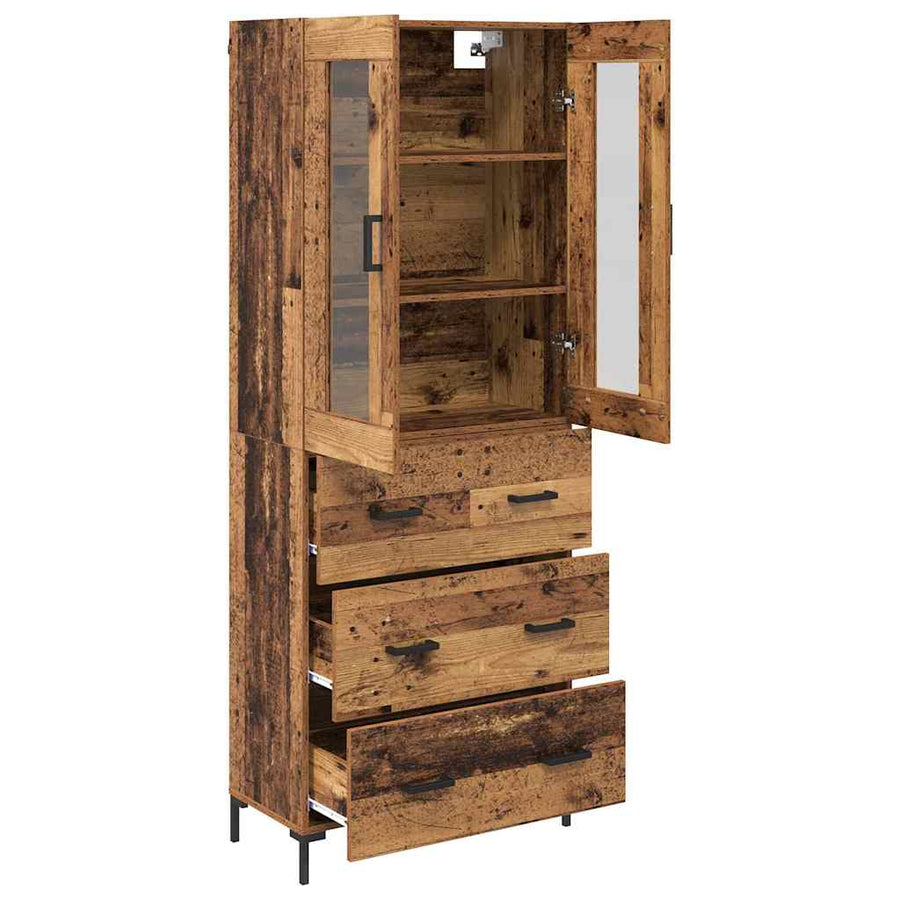 Hoge kast 2 pcs Oudhout 69,5 x 34 x 180 cm Bewerkt hout