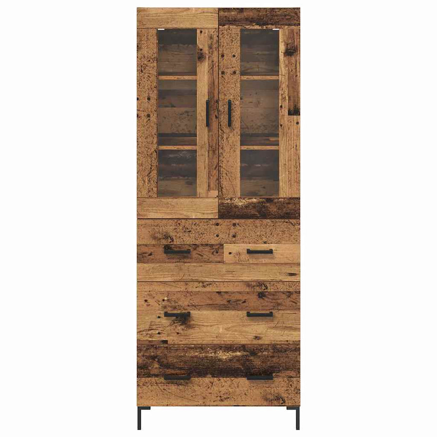 Hoge kast 2 pcs Oudhout 69,5 x 34 x 180 cm Bewerkt hout