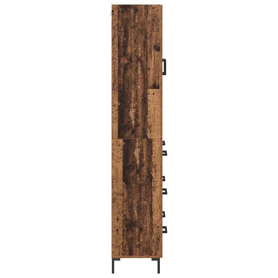 Hoge kast 2 pcs Oudhout 69,5 x 34 x 180 cm Bewerkt hout