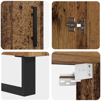 Hoge kast 2 pcs Oud Hout Geengineerd Hout en Glas