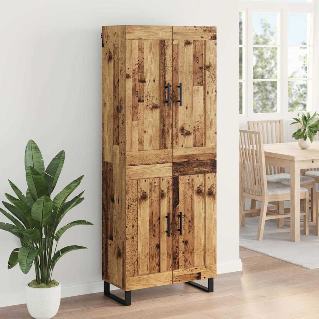 Hoge kast 2 pcs Oud Hout Geengineerd Hout en Glas