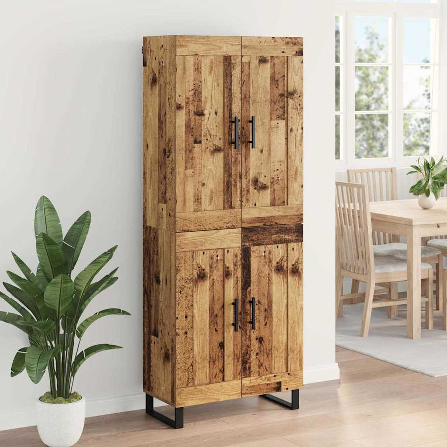 Hoge kast 2 pcs Oud Hout Geengineerd Hout en Glas