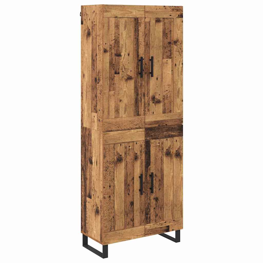 Hoge kast 2 pcs Oud Hout Geengineerd Hout en Glas