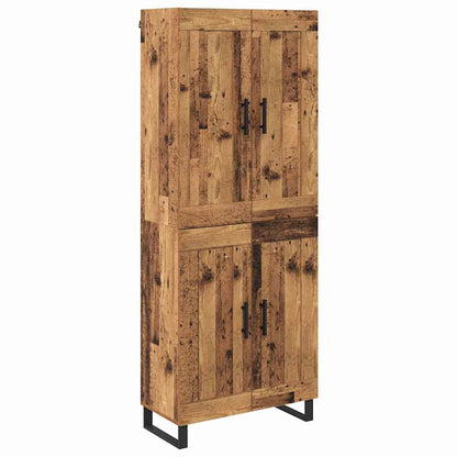 Hoge kast 2 pcs Oud Hout Geengineerd Hout en Glas