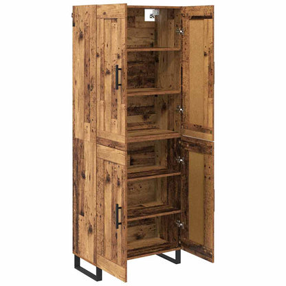 Hoge kast 2 pcs Oud Hout Geengineerd Hout en Glas