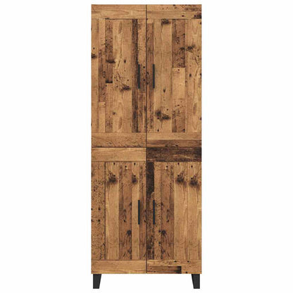 Hoge kast 2 pcs Oud Hout Geengineerd Hout en Glas