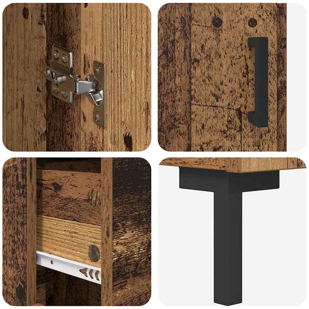 Highboard met lade Oud Hout 69,5 x 34 x 180 cm Bewerkt hout
