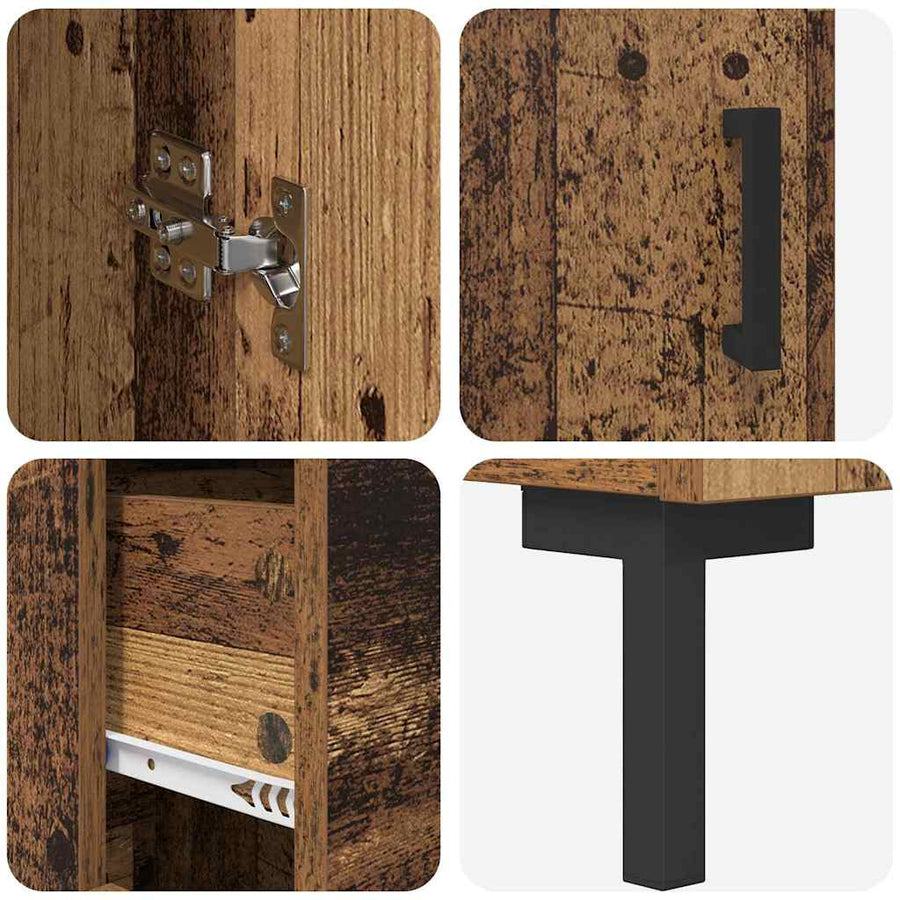 Highboard met lade Oud Hout 69,5 x 34 x 180 cm Bewerkt hout