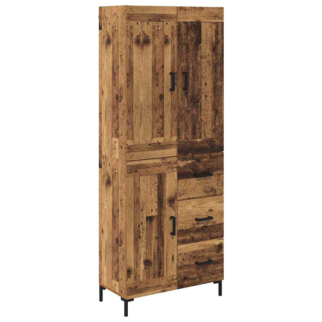 Highboard met lade Oud Hout 69,5 x 34 x 180 cm Bewerkt hout