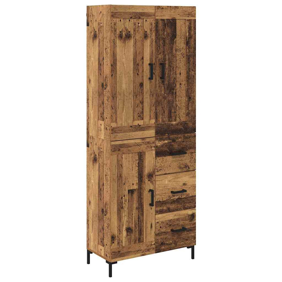 Highboard met lade Oud Hout 69,5 x 34 x 180 cm Bewerkt hout