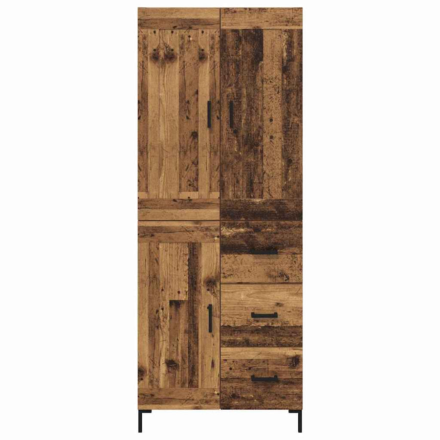 Highboard met lade Oud Hout 69,5 x 34 x 180 cm Bewerkt hout